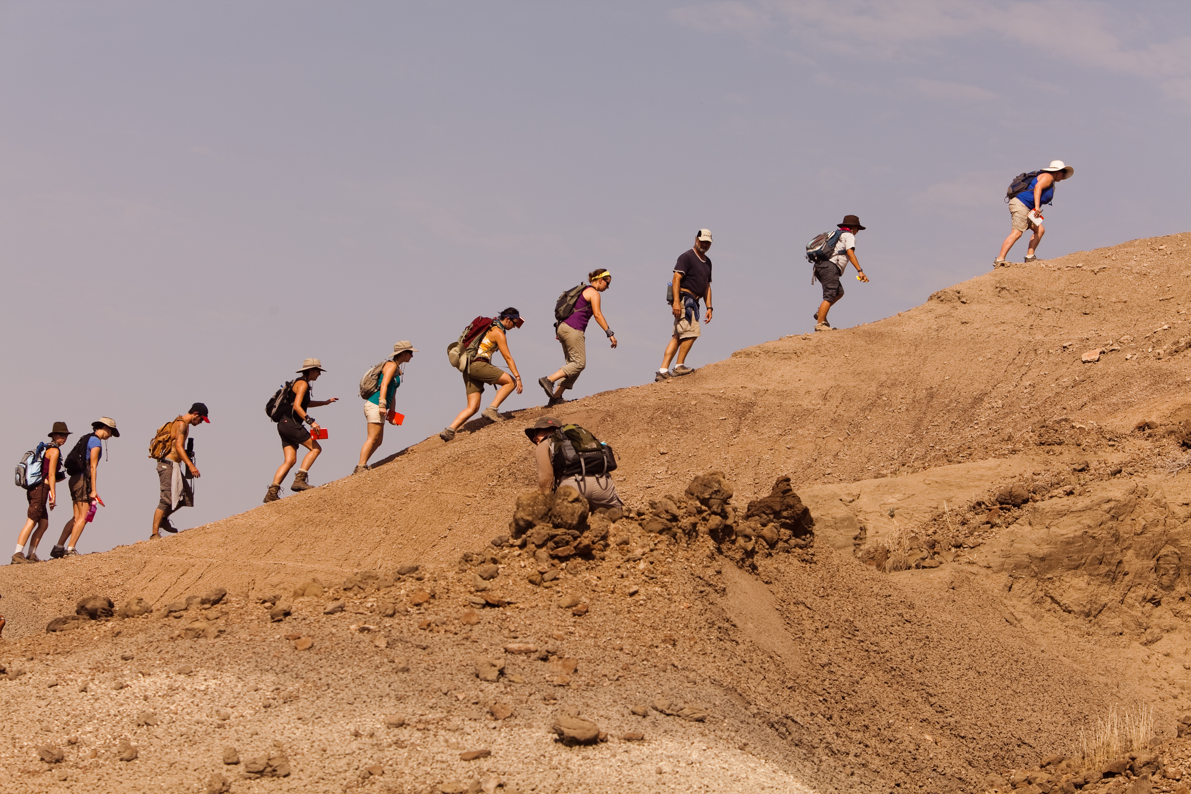 Students walking up the hill