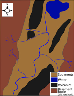 An example of a geologic map. Click for more detail.