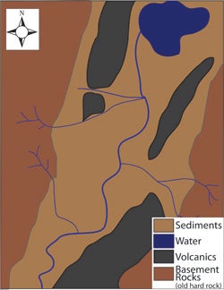 An example of a geologic map. Click for more detail.