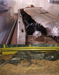 Mummies can be created by humans (top) or by nature (bottom). Click for more detail.