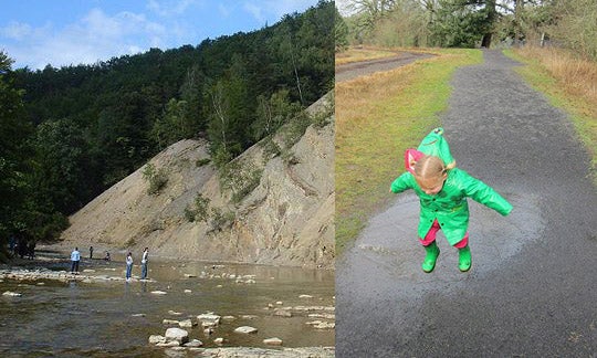 Basins are like big versions of the rain puddles you see on the sidewalk.