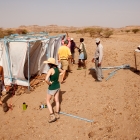 Setting upbathrooms, Hadar, Ethiopia