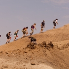 Students walking up the hill