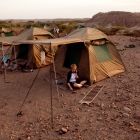 A student with a satellite phone