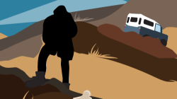 An Illustration showing a silhouetted scientist in the desert